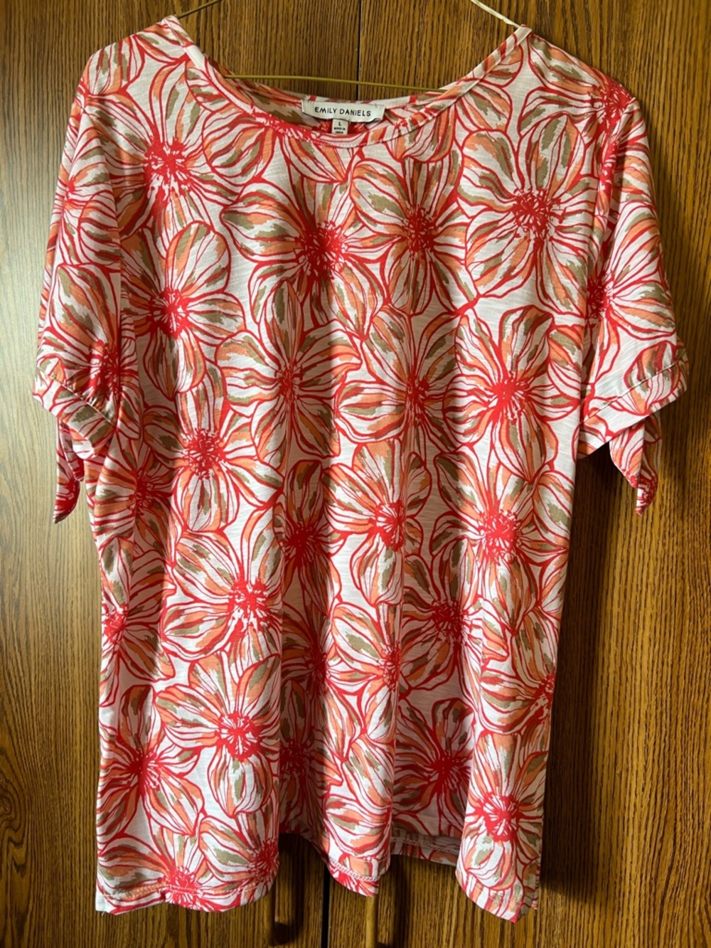 Emily Daniels Coral Pink Beige Blouse Size Large
